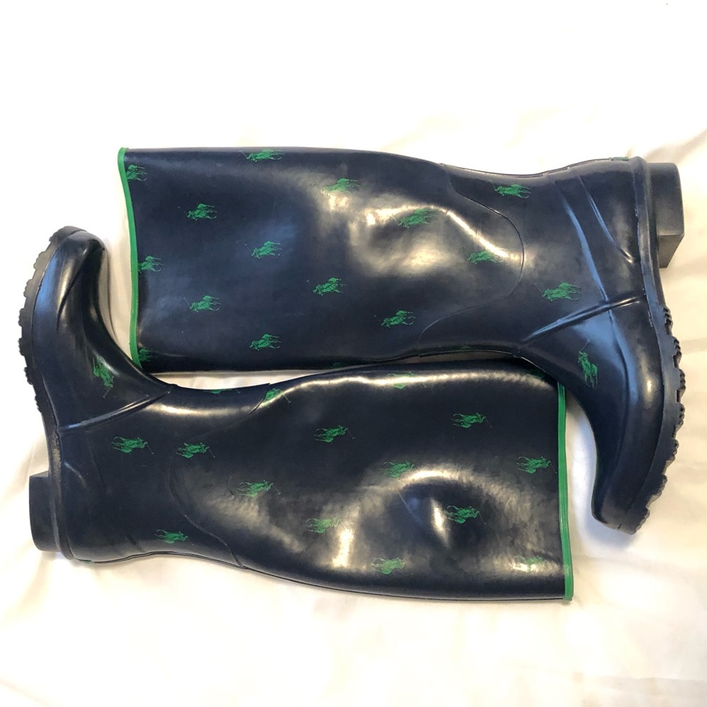 RALPH LAUREN NAVY RAIN BOOTS SIZE 7